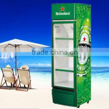commercial upright glass door beer showcase for supermarket