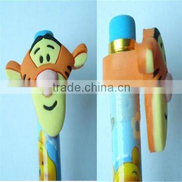 Funny pencil case , rubber animal pencil topper