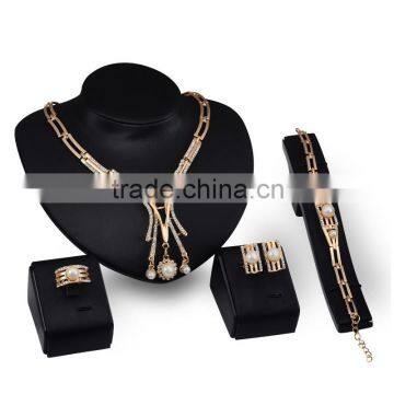 Fashion Wedding Faux Pearl Jewelry Set Crystal Multilayer Tassel India Bridal Jewelries