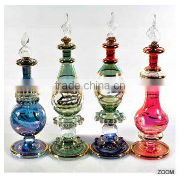 Hot selling Egyptian Blown Glass Perfume Bottle with 14 k Gold