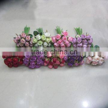 12 heads silk mini rose bud artificial flower rose bunches