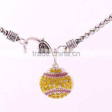 New Arrival Lobster Claw Wheat Link Necklace Chain With Large Clasp Wheat links Hearts Baseball Softball Necklace