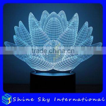 Creative Lotus Flower Shaped 7 Colors Light Flashing LED Night Light Wedding Decoration Vision 3D Night Light