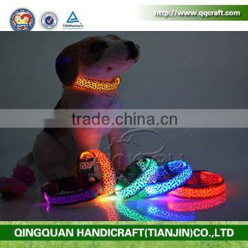 wholesale logo available nylon crystal lattice reflective waterproof led dog collar