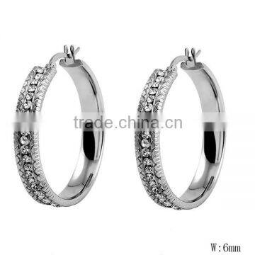 SRE3041 Stylish CZ Diamond Hoop Earring High Polished Earring Surgical Stainless Steel Earring