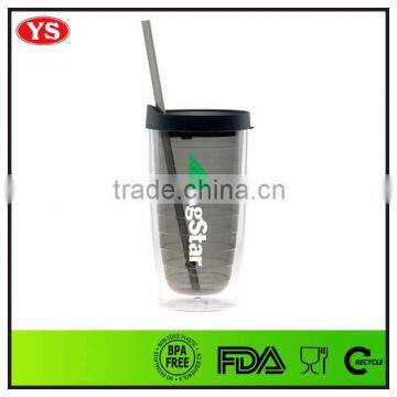 16oz Reusable Double Wall Bpa Free Plastic Tumbler With Straw photo-5