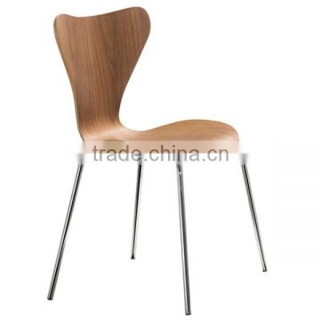 2015 New Wooden Brown/Black Metal Stacking Dining Chair Plywood