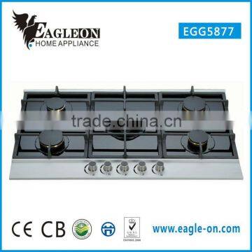 EGG5877 87cm temper glass built-in gas stove/ gas hobs / gas cooktop/ 5 Brass burners