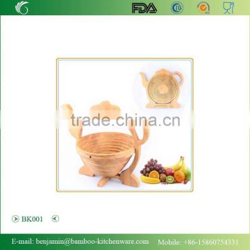 BK001/Hot sales Chinese Style Teapot Folding Bamboo Basket For Fruit&Food