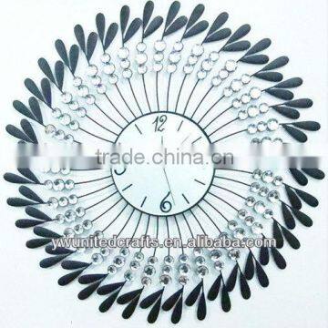 New design Mordern Home Decorative Acrylic diomond Round Metal Wall Clock wholesale