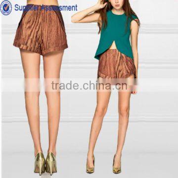 China Guangzhou OEM Service Silk Fabric Women Wholesale High Waist Shorts