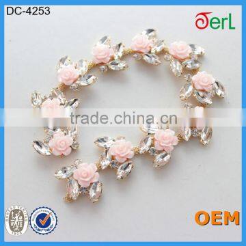 Newest Pink Roses Decorative Rhinestone Chain Trim photo-2