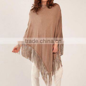 16HLC1012 Fringe cashmere poncho