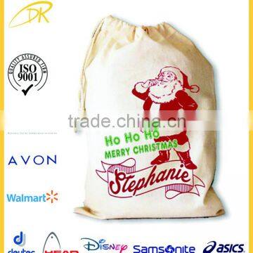 Wholesale cotton fabric drawstring bag, christmas drawstring backpack bag