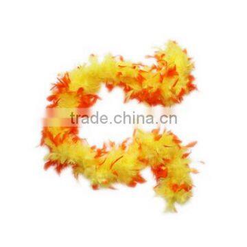 Yellow Turkey Chandelle Feather Boas with red tips-party decoration