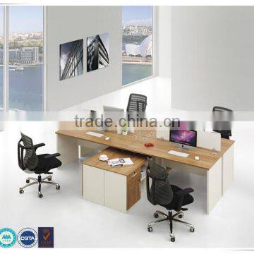 Wholesale MDF four-seater office workstation with partition and pedestal