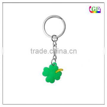 Lucky four leaf clover soft PVC keychain charm