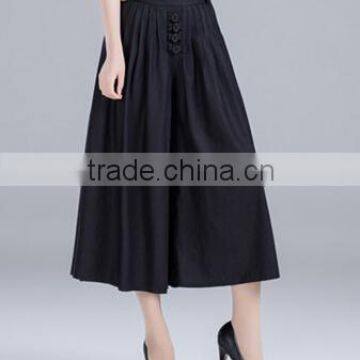 Guangzhou Clothes manufacturer 2015 Summer Black Women's linen skirts pants customized