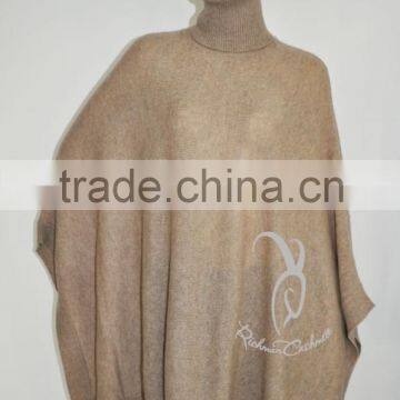 Knit Poncho Cashmere Poncho With High Turtle Neck