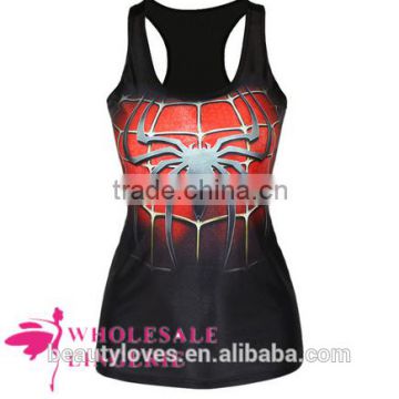 3D Spider pattern printed summer tank top for women, women printed summer vests and Tshirt for women