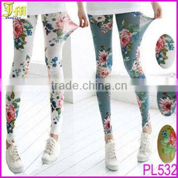 New Arrived Fashion Style Imiation Jeans Material Trousers Seamless Rose Flower Leggings For Women