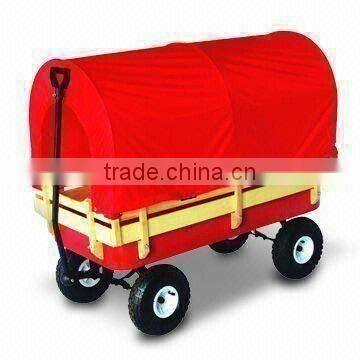 Kids wooden wagon hand cart bollerwagen with cover TC4201B