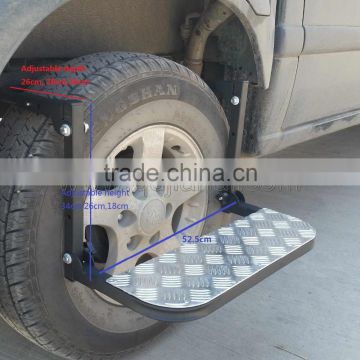 Portable folding tire step and folding wheel ladder