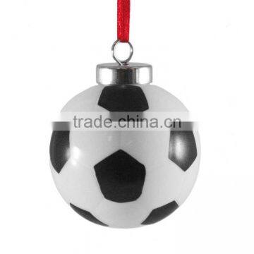 Soccer Ball Ceramic Textured Hanging Christmas Ornament