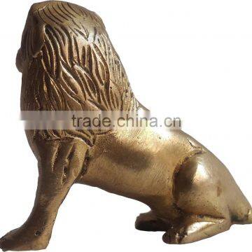 Brass Lion Sitting Sculpture photo-3
