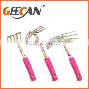 Carbon Steel Material Garden Tool Set With Plastic Handle Floral Printing Garden Shovel,fork,rake photo-4