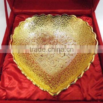 Beautiful wedding gift gold plated brass heart shape bowl