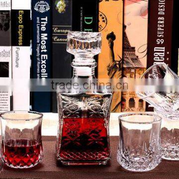 5pcs Square whisky decanter set-1L decanter and 200ml whisky tumber.