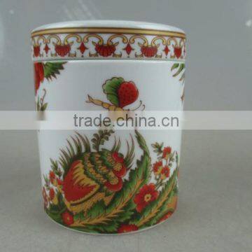 porcelain sugar pot with beautiful decal design