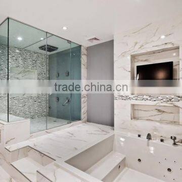 Economic fire resistant natural stone white wooden grain marble tiles