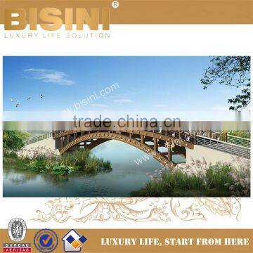Small Half-moon-shaped Bridge, Scenic Spot Pedestrian Bridge,Anticorrosive Wood Foot Bridge With Steel Guardrail(BF08-Y10020) photo-3