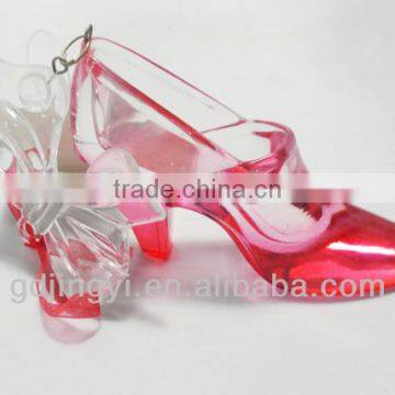 Acrylic transparency and red crystal shoe deoration for Valentine's Day