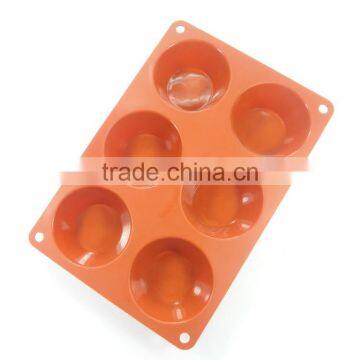 LFGB certification Wholesale 6 hole half round shape silicone cake mold / jelly pudding mold soap chocolate molds