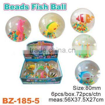 80mm TPU Fish Bouncing Ball With Beads