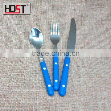 blue plastic handle stainless steel kitchen flatware wholesaler from jieyang