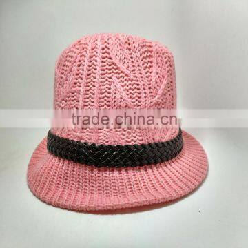Autumn and Winter Warm Pink Twist Knitted Hat Hat Fla photo-3