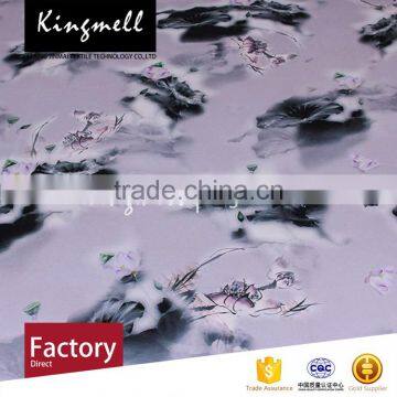Custom Lotus Flower Digital Printed Silk Satin Fabric Cloth Material Fabric photo-2