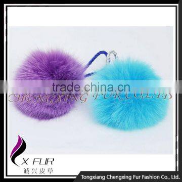 CX-P-23 High Quality Fashion Cute Fox Fur Ball Ring Pendant Pom Pom Custom Keychain photo-3