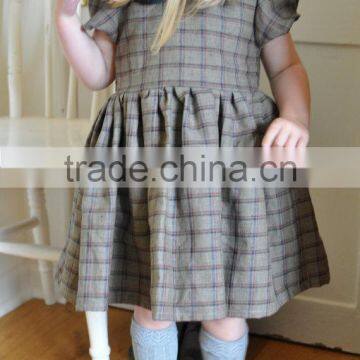 Top Quality Plaid 100% Cotton Summer Baby Girl Dress