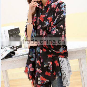 wholesale new arrival cotton latest women butterfly print scarf