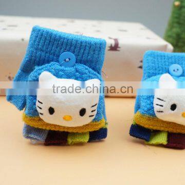 TC13011 Cute Kitty Animal Pattern Baby Gloves With Fingers, Cheap Knitted Baby Gloves Wholesale photo-4