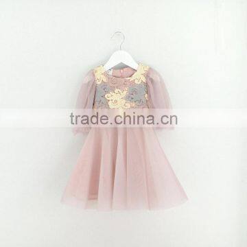 Lace Hook Flower Boutique Girl Clothing Eugen Yarn Stitching Short Sleeve Girl Dress photo-5