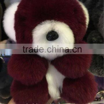 Real rex rabbit fur keychain Bear doll Doll Key Chain Charm Golf Bag Pendant Wallet Pom Pom Coon Car Pendant