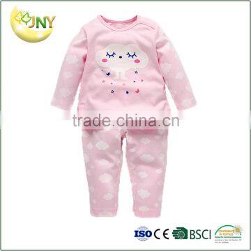 100% cotton babies clothing plain pink and blue long sleeve baby clothing sets wholesale