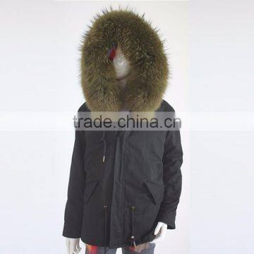 Myfur Customized Man Parka Coat with Fur Lining And Fur Hood