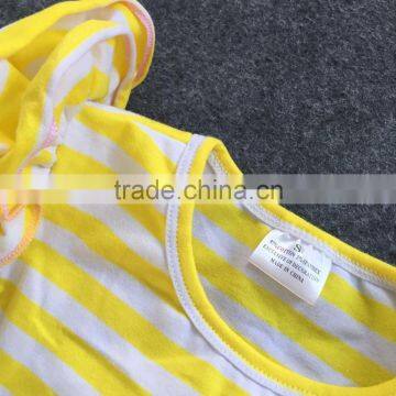 2016 Easter Design New Baby Kids Yellow Strpies Easter Girls Outfits Boutique Clothing With Matching Headband and Necklace Set photo-5